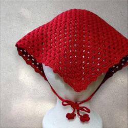 Kırmızı Tasarım Retro Örgü Bandana