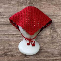 Kırmızı Tasarım Retro Örgü Bandana