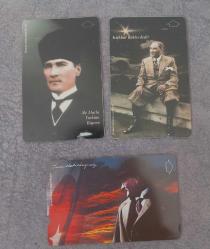 3 ADET ATATÜRK TEMALI TELEKOM TEFON KARTI KONDİSYON YÜKSEK KOLEKSİYONLUK
