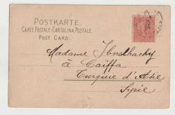 1904 YILI ÇİÇEK GÖRSELLİ FRANSADAN OSMANLI DÖNEMİ TÜRKİYE HAYFA SURİYE ADRESLİ KARTPOSTAL