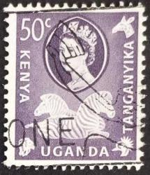 +++ KENYA UGANDA TANGANYIKA KRALİÇE , ZEBRALAR        1954    - DAMGALI