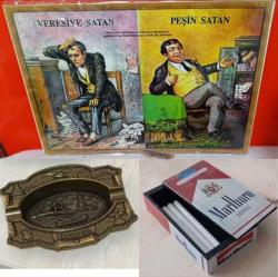 Peşin satan veresiye satan nostaljik ahşap mini duvar süsü. Uzun Marlboro formunda çok amaçlı ahşap kutu. İstanbul görsel desenli metal küllük. Koleksiyon dekor tasarım hediye vintage retro aksesuar reklam promosyon hobi