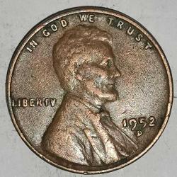 AMERİKA 1952 D    1 CENT  BUĞDAY CENTİ