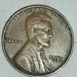 AMERİKA 1951    1 CENT  BUĞDAY CENTİ