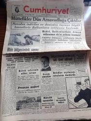 Cumhuriyet Gazetesi - 28 Eylül 1944 - Dünü anlatmak yarını görmek yazan Nadir Nadi Başmakale - müttefikler dün Arnavutluğa çıktılar - havadan indirilen ve denizden taşınan büyük kuvvetlerle Balkanların istilasına başlandı - hedef Balkanlar'daki Alman ordusunun ricat yolunu kesmek - Alman topraklarında ilerleyen müttefik motorlu kolları fotoğraf- Rhin bölgesindeki savaş - peştede nümayişler - Bulgaristan mütareke için hala davet edilmedi - Beynelmilel emniyet teşkilatı - belediye zeytinyağı satışlarını durdurdu - Baltık seferinin nihai savaşı - Preveze zaferi - Barbaros türbesi önünde Dün yapılan törenden fotoğraf - Cemal Nadir Karikatür - beyinler morgu - ressamlarımız ve yurdumuz Yazan İsmail Habip Sevük - havagazı şirketi belediyeye geçti - Elbasan arnavutların elinde - kanser hastalığı hakkında mühim tetkikler - sinema yıldızı Danielle Darrieux'ye suikast yapıldı - Ege'nin incir mahsulü fotoğraf - edebiyat bahisleri Ahmet Rasim yazan Baki Süha Edipoğlu - sahte aşıklar filmi Saray'da