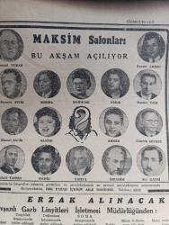 Cumhuriyet Gazetesi - 2 Eylül 1944 - canı yanan kuş ve yarınki dünya yazan Nadir Nadi Başmakale - müttefikler dün belçika'ya girdiler - Sedan Verdun Dieppe Düştü - fransa'daki harekatı gösterir kroki - İstanbul ilköğretim seferberliğine başladı - Maarif vekili Hasan Ali Yücel Eminönü halkevinde dünkü nutkunu söylerken fotoğraf - Hududumuza sığınan Alman Kuvvetleri 9 subay ile 200 er gözaltı edildiler - Rus Rumen müzakeresi başladı - Goebbels'in Harp vaziyetine ve yeni silahlara dair makalesi - takma sakallı haydut kanlı macerasını anlatıyor - Bulgar kabinesi Dün istifa etti - Kızılordu dün Bulgar hududuna vardı - İtalya'da gotik hattı yarıldı -  Cemal Nadir Karikatür - Müzeyyen Senar Işıl Cağaloğlu Çiftesaraylar bahçesinde - memleket dışı hava seferleri yapılacak - Taksim belediye Gazinosu'nu Kazanovanın Maceraları - Gayret Dayılar yazan Burhan Felek - Ankara Radyosu ve İzmir fuarı - bükreş'i geçen Kızılordu Tuna'ya vardı - kemani Nubar Kanuni Ahmet Piyanist Şefik Maksim salonları