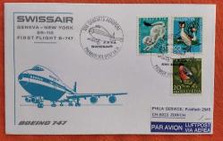 Efemera - İsviçre (Helvetia) FDC: Swissair Geneva-New York SR-110 First Flight Boeing 747 / 1.4.1971 - kitantik - kitaLog