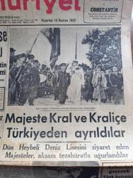 Cumhuriyet Gazetesi - 16 Haziran 1952 - Dolambaçlı yollar Cumhuriyet Başmakale - Refik Şevket İnce'nin Adnan Menderes'e gönderdiği istifa mektubu - Yunan kral ve kraliçesi Türkiye'den ayrıldılar fotoğraf - kral ve kraliçe cumhurbaşkanımız Celal Bayar'ın refakatinde savarona yatında fotoğraf - Kore cephesinde savaş şiddetlendi - hububat ihracına dair hazırlanan program - Toprak mahsulleri ofisi umum müdürü Mümtaz Rek fotoğraf - 4 çoban köpeği uçakla Suudi Arabistan'a gidiyor - asri bir yayla kasabası kuruluyor - Başbakan Adnan Menderes'in Washington'a gitmesi de muhtemel - feza taksileri yazan Tevfik Sadullah yazı dizisi - İngiltere'de komünizmin yayılması nasıl önlendi yazan Ömer Sami Coşar - Ruh Gurbetinde yazan Kerime Nadir Yazı Dizisi - Nuh'un gemisini arayacak heyet fotoğraf - mesleği dejenere edenler yazan Burhan Felek - Anıtkabir'de yapılacak insan arslan heykelleri - Dükkancı yazan Yaşar Kemal yazı dizisi - Ankara 1952 atletizm Bayramı müsabakaları - milli takımın güreş kampında