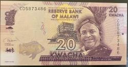 MALAWİ 20 KWACHA  ÇİL 2020.KAĞIT PARA