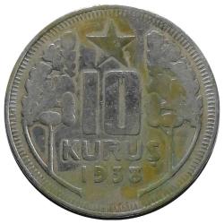 1938 Yılı 10 Kuruş ÇÇT