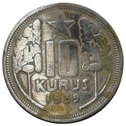 1939 Yılı 10 Kuruş ÇÇT