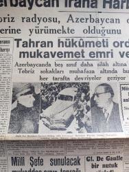 Cumhuriyet Gazetesi - 13 Mayıs 1946 - Paris Konferansı ve dünya barışı yazan Abidin Daver Başmakale - Azerbaycan İran'a harb mi ilan etti - Tahran hükümeti orduya mukavemet emri verdi - Azerbaycan başbakanı Pişevarinin muhafaza altında Tahran'a varışı görülmektedir fotoğraf - Müslümanlarla hintliler anlaşamadılar - Paris'te iyimser bir hava esmeye başladı - Yugoslavya Dışişleri Bakanı Simie Dörtler toplantısından çıkarken fotoğraf - Milli Şef İsmet İnönü'ye sunulacak Mukaddes sınır toprağı - Ebedi Şeften Gelen bayrak Milli Şef İsmet İnönü'ye takdim ediliyor fotoğraf - General De Gaulle bir nutuk söyledi - Beşiktaş dün Fenerbahçe'yi 2 1 yendi fotoğraf - Bursa'da büyük bir imar faaliyeti başladı fotoğraf - Cemal Nadir Karikatür - Amerika'da ekmek vesikaya tabi tutulacak - Vali ve belediye reisi Lütfü Kırdar'ın sporculara verdiği mükafatlar - Bahar atletizm müsabakaları - Sonsuz Panayır yazan Halide Edip Adıvar Yazı Dizisi - Ankara at yarışının neticeleri - Köroğlu filmi Turan Sinemasında