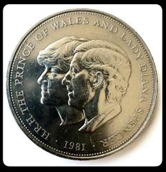 1981 - 25 Yeni Pens (25 New Pence) İNGİLTERE Kraliyet Düğünü Hatırası “ Prens Charles ve Lady Diana Düğünü) Hatıra Parası KM# 925 (YBMH81)
