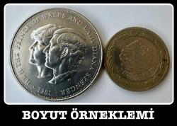 1981 - 25 Yeni Pens (25 New Pence) İNGİLTERE Kraliyet Düğünü Hatırası “ Prens Charles ve Lady Diana Düğünü) Hatıra Parası KM# 925 (YBMH81)