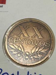 Portekiz 20 Centavos 1963. Bayraklı Kapamasında.