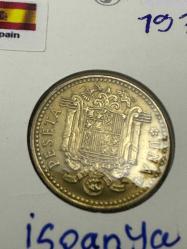 İspanya 1 Peseta 1975 (yıldız içi 77). Bayraklı Kapamasında.