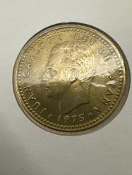İspanya 1 Peseta 1975 (yıldız içi 77). Bayraklı Kapamasında.