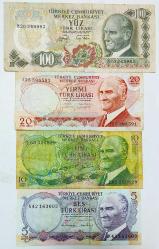 6. Emisyon 5-10-20-100 Lira 4 Adet..