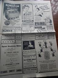 Cumhuriyet Gazetesi - 12 Mart 1952 - Ege'den notlar yazan Nadir Nadi Başmakale - Amiral Carney Bugün öğleden sonra geliyor - Rusya'nın gönderdiği notalarda Kremlin Almanya'nın silahlandırılmasını istiyor - kalkınma kongresinin dünkü çalışmaları - Tahran'da aleyhimizdeki neşriyat - Sağlık Bakanı Ekrem Hayri Üstündağ vapurda yazarımızla görüşürken fotoğraf - Hasanoğlan köy enstitüsü meselesi - Taşan asi nehri Antakya'da bir gazinoyu sürükledi - veremin yeni bulunan ilacı Amerika'yı birbirine kattı - Bir Beyaz Gömleklinin Dramı yazan Doktor Burhan Öncel Yazı Dizisi - Remzi Kitabevi sahibi Remzi Bengi'nin evi soyuldu - Panaroma yazan Yakup Kadri Karaosmanoğlu - Mısır'da Vefd Partisi Hilali Paşa'ya karşı cephe aldı - nefis muhasebesi yazan Burhan Felek - Kore'de şehit ve yaralı listesi - sovyetlerin olimpiyat anlayışındaki fark - İstanbul belediyesi şehir tiyatroları dram kısmında Şakacı komedi kısmında Bir Kavuk Devrildi - Karolina Filmi Kadıköy yurt sinemasında - şehirden röportajlar