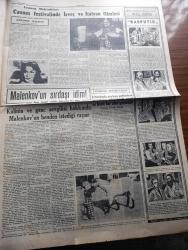 Cumhuriyet Gazetesi - 5 Mayıs 1953 - dostluk vazifesi yazan  Cumhuriyet Başmakale - Başbakan Adnan Menderes'in dünkü basın toplantısı 4,5 saat sürdü fotoğraf - Adnan Menderes paramızın kıymeti buğday ihracatı ve hayat pahalılığına dair geniş izahlarda bulundu - Irak Kralı İkinci Faysal'ın tahta çıkışından fotoğraflar - Nehru'ya suikast teşebbüsü - NATO deniz piyadesi komutanı Erskin İzmir'e geldi - dünyanın sayılı zenginlerinden Şeyh Bin Zait Şahbud İstanbul'da - 1953 Türkiye Güzellik müsabakası güzellerini neşre yakında başlıyoruz - silahlı kuvvetler Güreş Şampiyonası dün gece sona erdi - Piç Kurusu Yazan Azmiye Hami Güven Yazı Dizisi - Türk Atı yazan İsmail Habip Sevük - Acayip Bir Müessese yazan Burhan Felek - BBC'nin taç giyme töreni için hazırlığı - İstanbul'da Day isminde büyük bir film şirketi kuruldu - Cennet Yolu yazan Steinbeck Yazı Dizisi - Fenerbahçe Galatasaray amatör takımları final karşılaşması - yeni milli takım kadromuz - Cannes Film Festivali - Veled Çelebi İzbudak