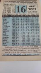 Efemera - 16 MART 2002 CUMARTESİ- TAKVİM YAPRAĞI - DOĞUM GÜNÜ HEDİYESİ - FAZİLET TAKVİMİ -İSTANBUL'UN İŞGALCİLER TARAFINDAN YAĞMALANIP ASKERLERİN ŞEHİD EDİLEREK MEBUSLARIN SÜRGÜN EDİLMESİ (1920)-HORASAN'IN KURTULUŞU (1918)-TÜRK-RUS ANLAŞMASI (1921)-İMANIN KEMALİ VE KOMŞULUK MÜNASEBETİ - kitantik - kitaLog