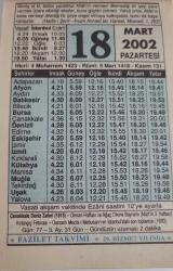 18 MART 2002 PAZARTESİ- TAKVİM YAPRAĞI - DOĞUM GÜNÜ HEDİYESİ - FAZİLET TAKVİMİ -ÇANAKKALE DENİZ ZAFERİ (1915)-ORMAN HAFTASI VE AĞAÇ DİKME BAYRAMI (MART'IN 3.HAFTASI)-KIRLANGIÇ FIRTINASI-OSMANLI MECLİS-İ MEBUSANI'NIN İSTANBUL'DAKİ SON TOPLANTISI (1920)-ARAŞTIRMA NEDEN BAŞARILI OLAMIYORUZ?
