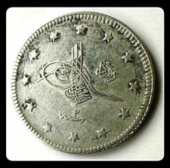 1327/2. (۱۳۲۷/2 ) Cülus “2 KURUŞ” OSM2K-2 (2.4 Gram Gümüş) “V. MEHMED REŞAD”