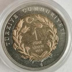 TÜRKİYE 2014    1 TL    KORUMA KAPSULUNDE  HATIRA  Türk faunası - Uzun kulaklı kirpi