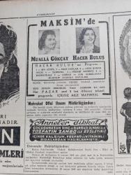 Cumhuriyet Gazetesi - 8 Nisan 1945 - Japonya'nın cezası yazan Nadir Nadi Başmakale - Japon donanmasına bir darbe daha indirildi - 300 Uçankale de Tokyo'ya dün en büyük akını yaptı - Beş Günde 150 bin esir - Amerikan ordularının Batı cephesi'nde kullandıkları yeni bir silah fotoğraf - Yedinci Ordu Nurenberg önlerine vardı - Mareşal Petain'in Alman zaferini isteyen bir faşist olduğunu söylüyorlar - Sovyet orduları Viyana'ya girdi - Cemal Nadir Karikatür - Haftanın Şakaları Yazan Burhan Felek - 1945 yılında İstanbul'dan İsviçre'ye yazan Peride Celal Yazı Dizisi - Belki Bir Gün Yazan Vedat Tanca Yazı Dizisi - Türk Sovyet dostluğu yazan Ömer Rıza Doğrul - bugünkü Fenerbahçe Galatasaray maçı yazan Eşref Şefik - Macar kıtaları da çarpışıyorlar - Hikaye komşum Çeviren Hamdi Varoğlu - Milli Piyango Elli Bin Lira 171122 numaralı bilete çıktı - İsmail dümbüllü Beyoğlu İstanbul Gazinosunda - bakireler ayini kristal salonunda - Nevrol Cemal - Mualla Gökçay ve Hacer Buluş Maksim'de - radyo programı