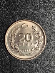 1984 YILI MADENİ 20 TÜRK LİRASI ÇÇT/ÇA TCB 4011