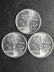 1975 YILI MADENİ 5 KURUŞ 3 LÜ SET  ÇİL  TCB 3921