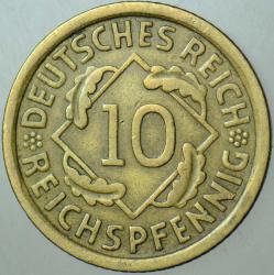 ALMANYA 10 PFENNİG 1925 A. WEİMAR CUMHURİYETİ DÖNEMİ.