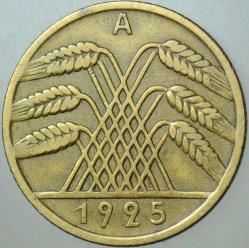ALMANYA 10 PFENNİG 1925 A. WEİMAR CUMHURİYETİ DÖNEMİ.