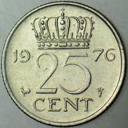 HOLLANDA 25 CENT 1976 HATALI BASIM ÇİFTE DARP ERRÖR.