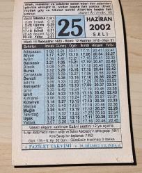 25 HAZİRAN 2002 SALI - TAKVİM YAPRAĞI - DOĞUM GÜNÜ HEDİYESİ - FAZİLET TAKVİMİ - SULTAN ABDÜLMECİD HAN'IN VEFATI VE SULTAN ABDÜLAZİZ'İN TAHTA GEÇİŞİ (1861)-KORE SAVAŞI'NIN BAŞLAMASI (1950)-İNSANLARDA ''ALLAH''A İNANMA FİKRİ...
