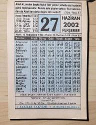 27 HAZİRAN 2002 PERŞEMBE - TAKVİM YAPRAĞI - DOĞUM GÜNÜ HEDİYESİ - FAZİLET TAKVİMİ - ''VACİBÜ'L-VÜCUD'' NE DEMEKTİR?