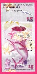 Bermuda $5 2009 P58a Onion Prefix Hybrid Polymer QEII UNC (TK 18 532) ÇİL