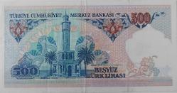 7.EMİSYON 1.TERTİP BEŞYÜZ (500) TÜRK LİRASI KAĞIT PARA A10561398 SERİ NUMARALI ÇOK ÇOK TEMİZ NADİR