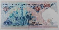 7.EMİSYON 1.TERTİP BEŞYÜZ (500) TÜRK LİRASI KAĞIT PARA A10561398 SERİ NUMARALI ÇOK ÇOK TEMİZ NADİR