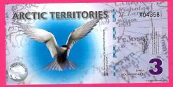 Arctic Territories 3 Dollar 2011 Polymer Polar Bird UNC (TK 18 497) ÇİL