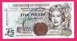 Guernsey 5 Pounds 2023 P56d UNC QEII (TK 18 442) ÇİL