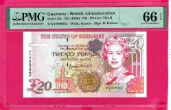 Guernsey 20 Pounds P58c 1996 PMG 66 UNC (TK 18 449) ÇİL