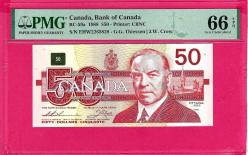 Canada BC-59a 50 Dollars 1988 PMG 66 EPQ Gem UNC (TK 18 435) ÇİL