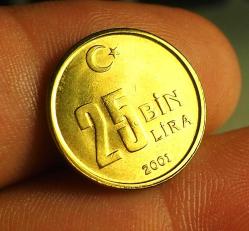 2001 TÜRKİYE 25.000 LİRA ÇİL* ÇA