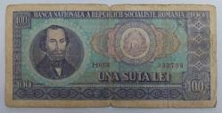 Romanya, 100 Lei 1966. Kat İzli. Temiz.