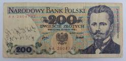 Polonya, 200 Zlotych 1976. Ön Yüzde Rakamlar Yazılmış. (T) Haliyle.