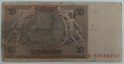 Almanya, 20 Reichsmark 1929. Kat İzli ve İğne Delikli. Haliyle.