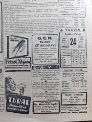 Tasviri Efkar Gazetesi - 24 Eylül 1944 - günün yazısı  hususi teşebbüsün güzel ve hayırlı bir numunesi - Bulgaristan'da umumi seferberlik vaziyeti ilan edildi  - Macaristan'a karşı Rus taarruzu başladı - Türkiye'nin mülteciler hakkındaki kararı - Batı cephesi'nin haritada son vaziyeti - kurtarılan Yunanistan'dan yazan Kadri Kayabal - Sabık Roma polis şefi Pietro Caruso idam edilmiştir - Roosevelt'in Çin hakkında beyanatı - İsviçre Nazi şeflerini kabul etmeyecek - İnhisar Maddelerinin Fiyatları İndirilecek - pazardan pazara yazan Server Bedi -  Ada Kuşları yazan Jeanne Galzy Yazı Dizisi - harpten sonra Almanya Ve sulh Yazan Georg W. Norris - Galatasaray kulübü'nün senelik Kongresi - hareket harbi ve siyasi durum yazan Muharrem Fevzi Togay - Dil Bayramı - De Gaulle Vichy'ci siyaset adamlarını vazifelerinden affetti - Fenerbahçe stadında Fenerbahçe Vefa Maçı - Hasan Traş Kremi - saç bakımı için Petrol Nizam - donanma gecesi ve kudret helvası oyunları Beyoğlu ses tiyatrosunda - borsa