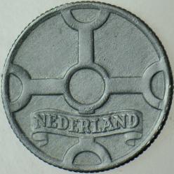 HOLLANDA 1 CENT 1943 İKİNCİ DÜNYA SAVAŞI NAZİ İŞGALİ METAL KITLIĞI DÖNEMİ ÇİNKO.