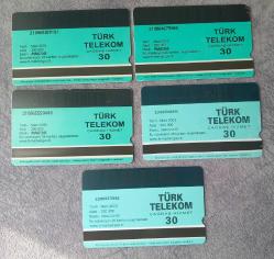 5 ADET DENİZ CANLILARI TEMALI TELEKOM TEFON KARTI KONDİSYON YÜKSEK KOLEKSİYONLUK NADİR